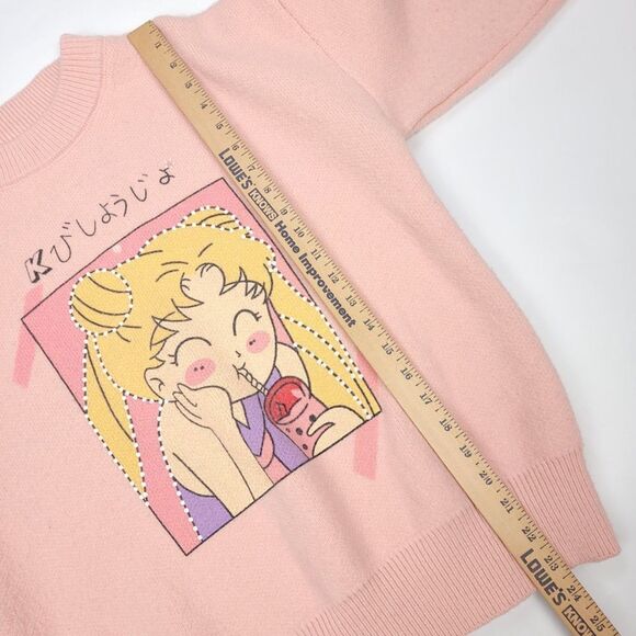 SAILOR MOON Anime Fan Girl Oversized Chunky Ribbed Knit Sweater in Pink Medium - Picture 3 of 5